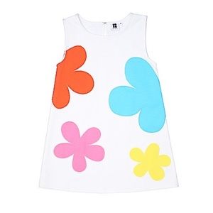 NWOT Lisa Perry Girls Shift Dress Luxury pink/yellow/blue/orange. Size 10